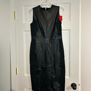 Spanx Leather-Like Combo Sheath Dress-Luxe Black